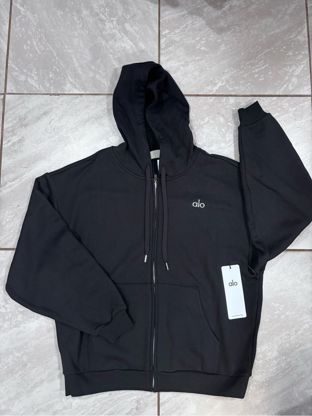 ALO Yoga Men's Black Full-Zip Hoodie